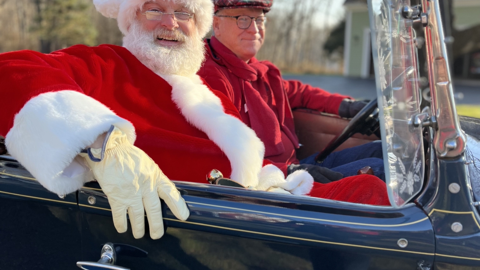 Santa in vintage car