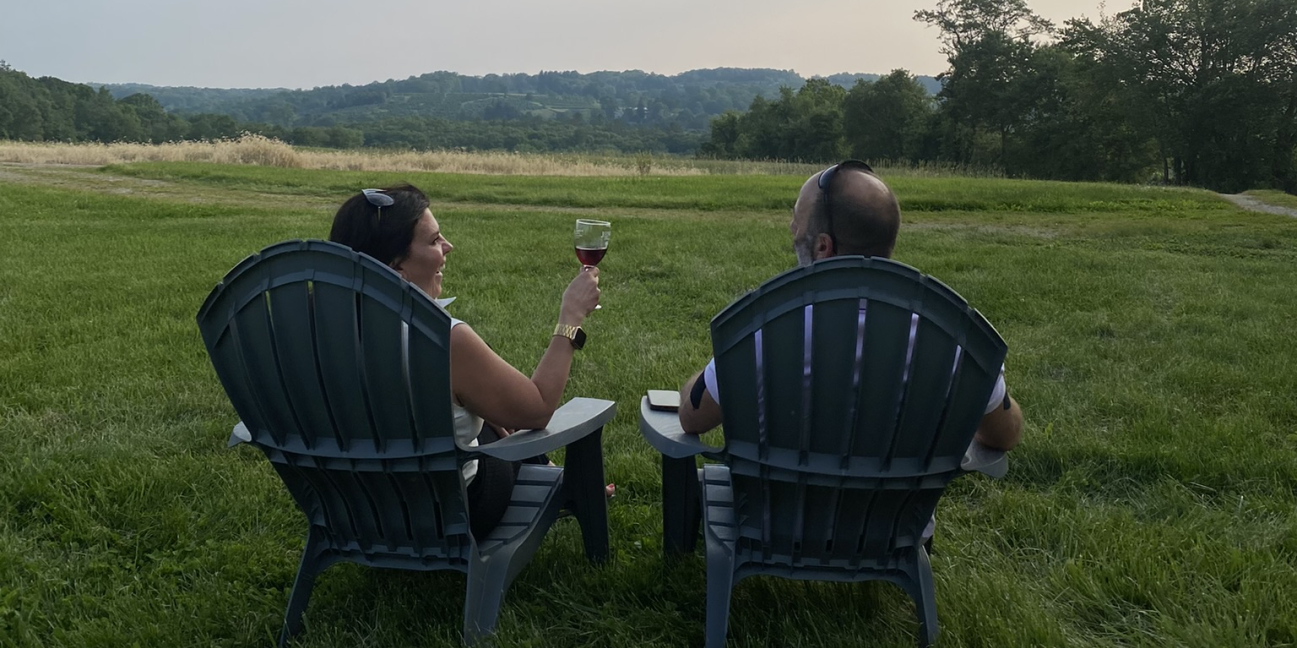 Couple enjoying a glass of wine 