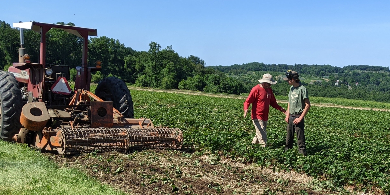 Jamie and Sam Jones working in the fields at Pumpkinseed Hill