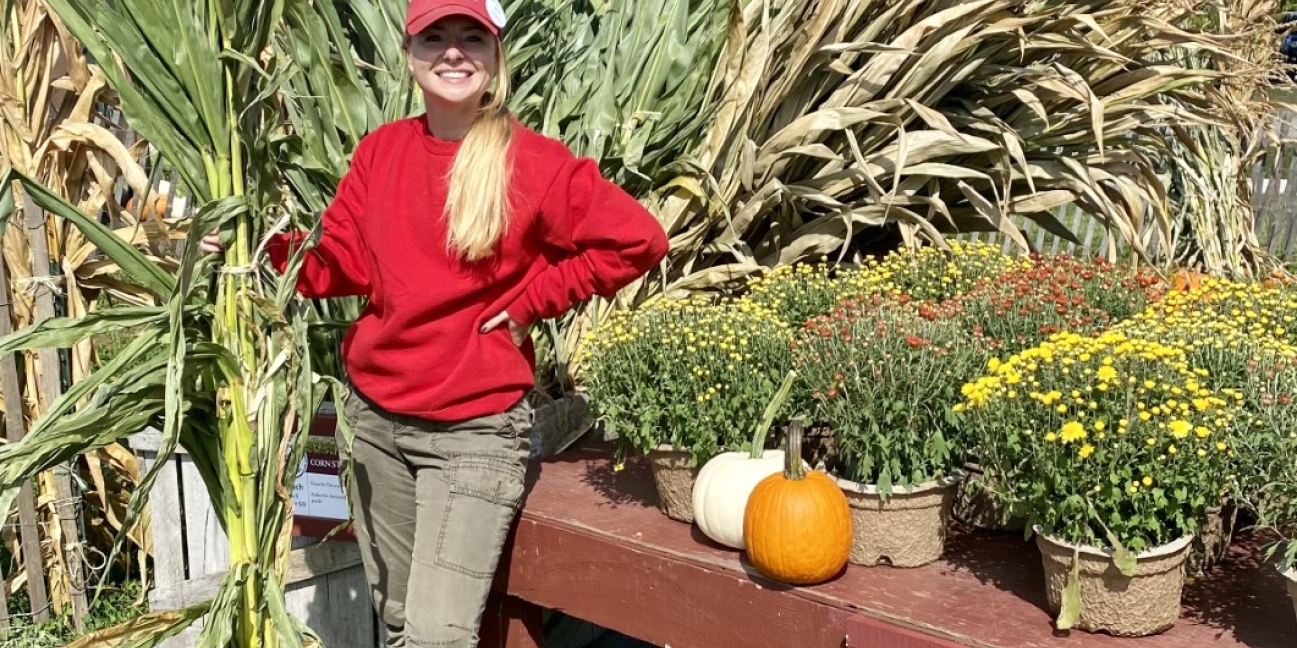 Staff showing cornstalks