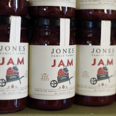 Jones Strawberry jam in jars