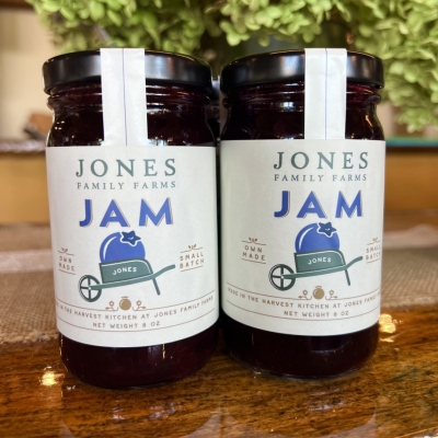 Jones blueberry jam jars