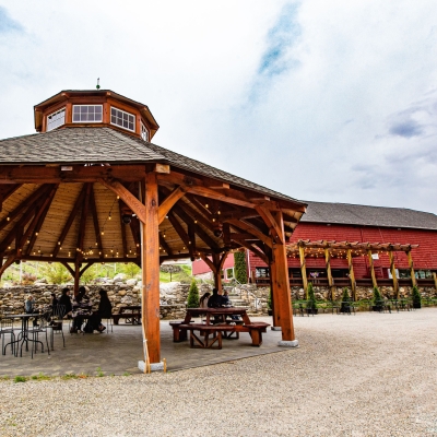 Early spring at the winery's tasting room and pavilion is scenic.