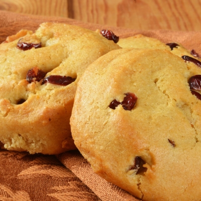 two Cakelits of Pumpkin Cranberry Cookies on a napkin