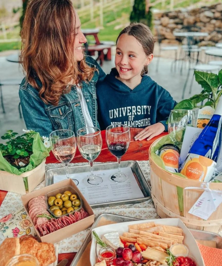 wine tasting mom and daughter