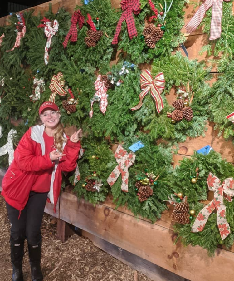 Christmas wreathes in the Barnyard shop